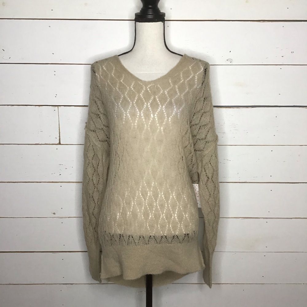New Free People Say Hello Tunic Sweater Taupe